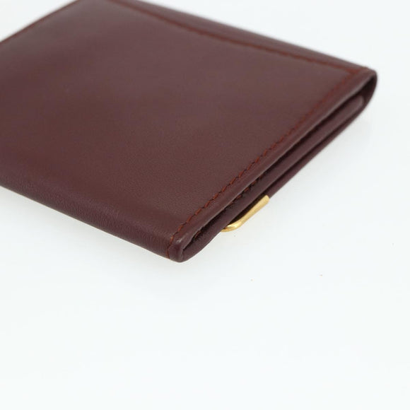 CARTIER Must Line Coin Purse Leather Bordeaux Gold Auth 179363A