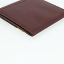 CARTIER Must Line Coin Purse Leather Bordeaux Gold Auth 179363A-15