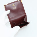 CARTIER Must Line Coin Purse Leather Bordeaux Gold Auth 179363A-10