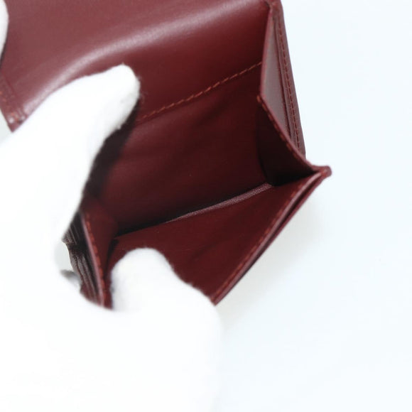 CARTIER Must Line Coin Purse Leather Bordeaux Gold Auth 179363A