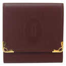 CARTIER Must Line Coin Purse Leather Bordeaux Gold Auth 179363A-13