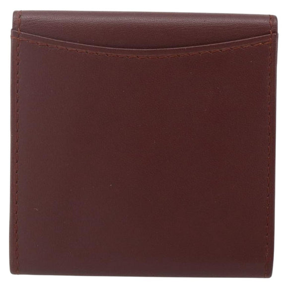 CARTIER Must Line Coin Purse Leather Bordeaux Gold Auth 179363A