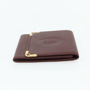 CARTIER Must Line Coin Purse Leather Bordeaux Gold Auth 179363A-3