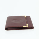 CARTIER Must Line Coin Purse Leather Bordeaux Gold Auth 179363A-4