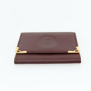 CARTIER Must Line Coin Purse Leather Bordeaux Gold Auth 179363A-6