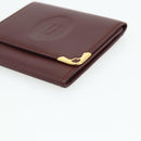 CARTIER Must Line Coin Purse Leather Bordeaux Gold Auth 179363A-7