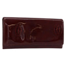 CARTIER Happy Birthday Long Wallet Patent leather Red Silver Auth 179364-1
