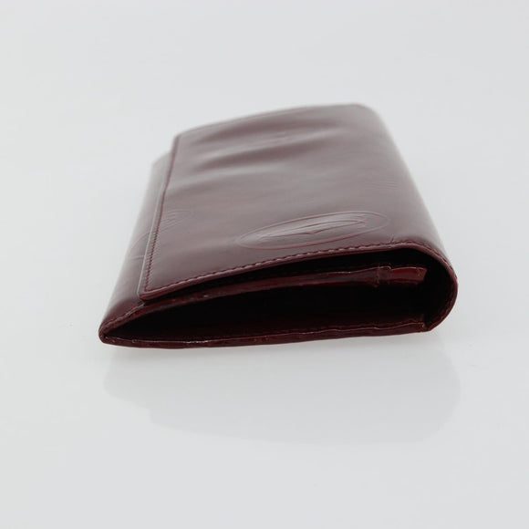 CARTIER Happy Birthday Long Wallet Patent leather Red Silver Auth 179364
