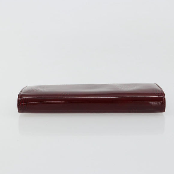 CARTIER Happy Birthday Long Wallet Patent leather Red Silver Auth 179364