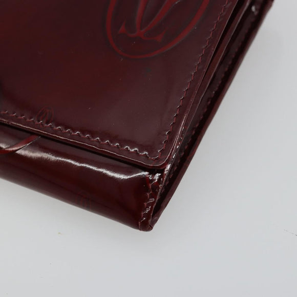 CARTIER Happy Birthday Long Wallet Patent leather Red Silver Auth 179364