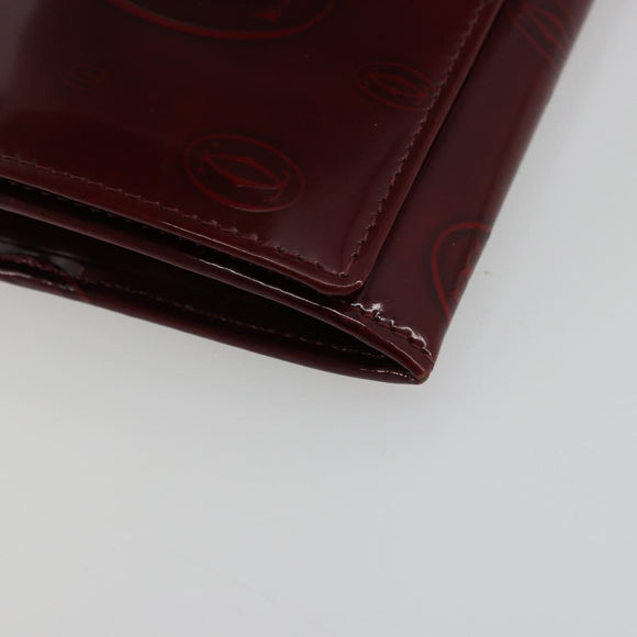 CARTIER Happy Birthday Long Wallet Patent leather Red Silver Auth 179364