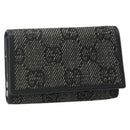 GUCCI GG Canvas Key Case Silver Black Auth 179365A-1