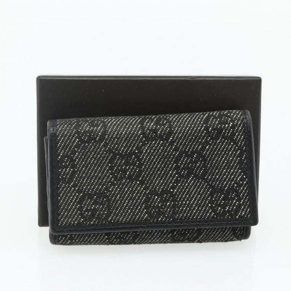 GUCCI GG Canvas Key Case Silver Black Auth 179365A
