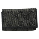 GUCCI GG Canvas Key Case Silver Black Auth 179365A-2