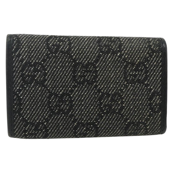 GUCCI GG Canvas Key Case Silver Black Auth 179365A
