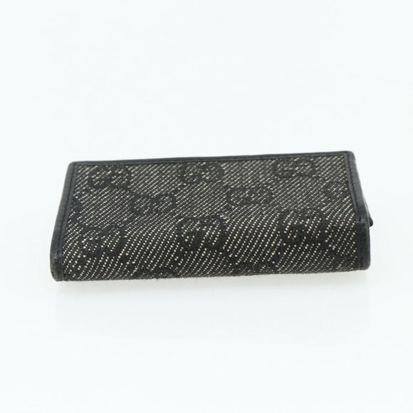 GUCCI GG Canvas Key Case Silver Black Auth 179365A
