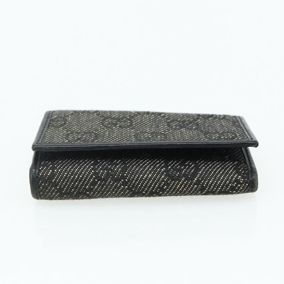 GUCCI GG Canvas Key Case Silver Black Auth 179365A