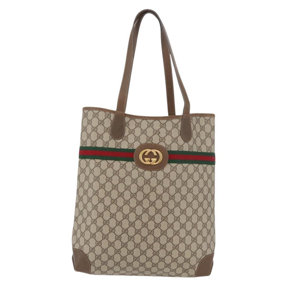 GUCCI GG Supreme Web Sherry Line Bag PVC Beige Red 002 904 0131 Auth 179371A