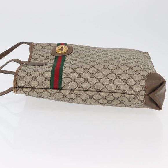 GUCCI GG Supreme Web Sherry Line Bag PVC Beige Red 002 904 0131 Auth 179371A
