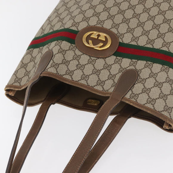 GUCCI GG Supreme Web Sherry Line Bag PVC Beige Red 002 904 0131 Auth 179371A