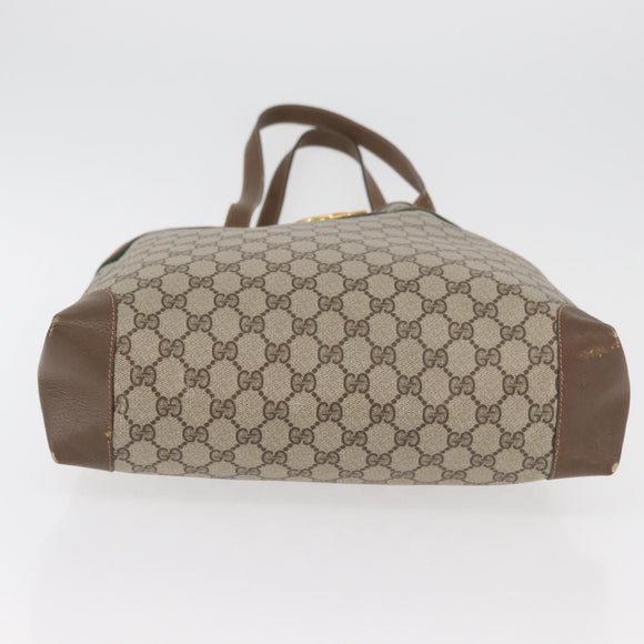 GUCCI GG Supreme Web Sherry Line Bag PVC Beige Red 002 904 0131 Auth 179371A