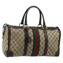 GUCCI GG Supreme Web Sherry Line Hand Bag PVC Beige Gold Auth 179372-1