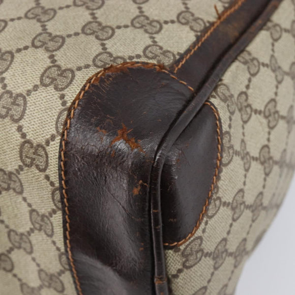 GUCCI GG Supreme Web Sherry Line Handtasche PVC Beige Gold Auth 179372