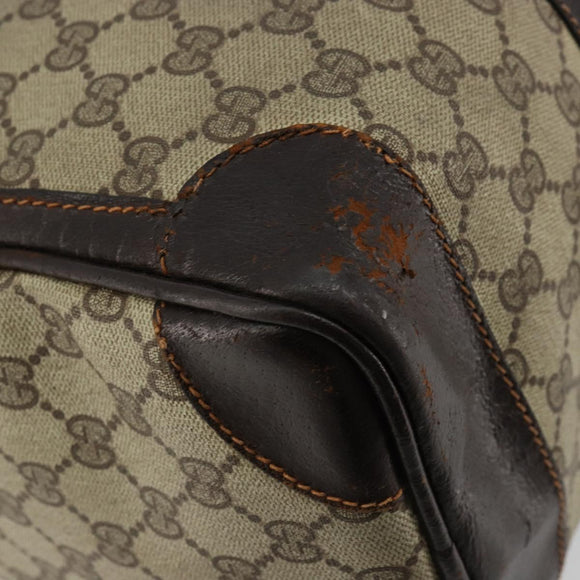GUCCI GG Supreme Web Sherry Line Hand Bag PVC Beige Gold Auth 179372