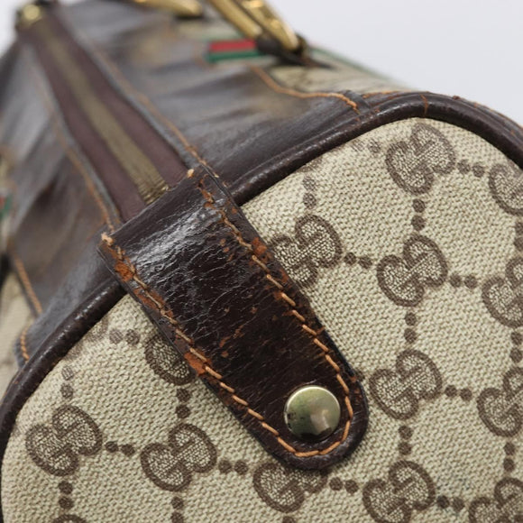 GUCCI GG Supreme Web Sherry Line Handtasche PVC Beige Gold Auth 179372