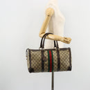 GUCCI GG Supreme Web Sherry Line Hand Bag PVC Beige Gold Auth 179372-20