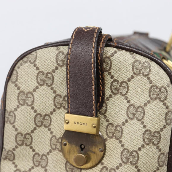 GUCCI GG Supreme Web Sherry Line Handtasche PVC Beige Gold Auth 179372