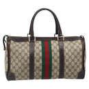 GUCCI GG Supreme Web Sherry Line Handtasche PVC Beige Gold Auth 179372-13