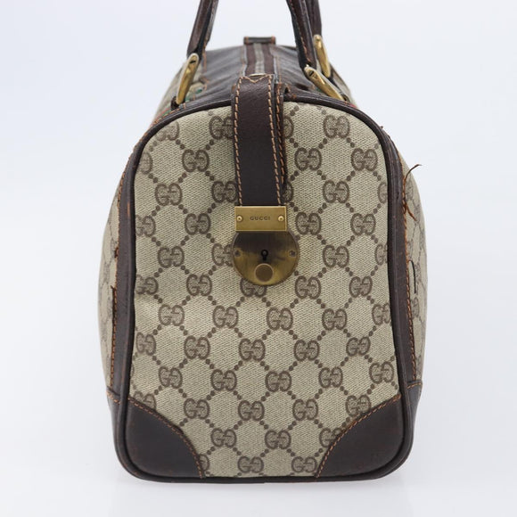 GUCCI GG Supreme Web Sherry Line Handtasche PVC Beige Gold Auth 179372