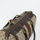 GUCCI GG Supreme Web Sherry Line Hand Bag PVC Beige Gold Auth 179372-6