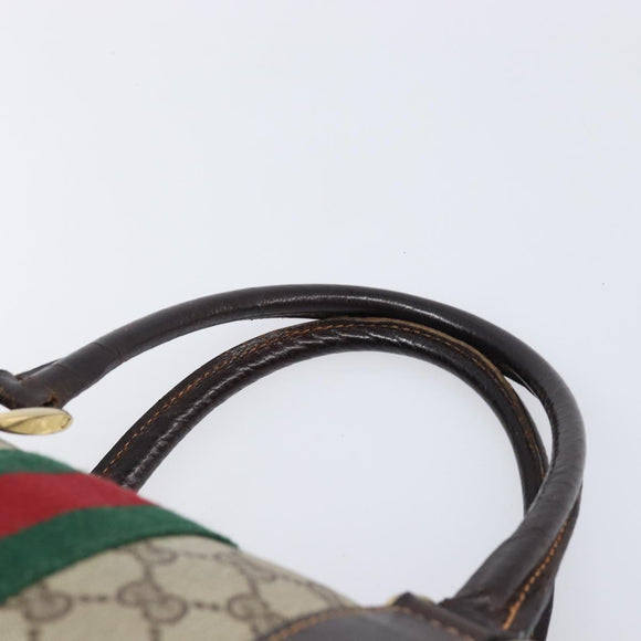 GUCCI GG Supreme Web Sherry Line Handtasche PVC Beige Gold Auth 179372