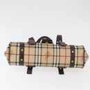BURBERRY Nova Check Hand Bag PVC Beige Gold Auth 179373A-11