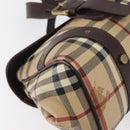 BURBERRY Nova Check Hand Bag PVC Beige Gold Auth 179373A-12