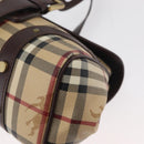 BURBERRY Nova Check Hand Bag PVC Beige Gold Auth 179373A-13