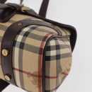 BURBERRY Nova Check Hand Bag PVC Beige Gold Auth 179373A-15