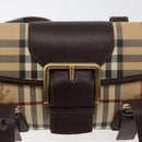 BURBERRY Nova Check Hand Bag PVC Beige Gold Auth 179373A-16