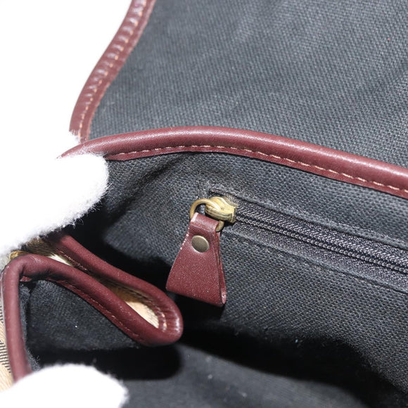 BURBERRY Nova Check Hand Bag PVC Beige Gold Auth 179373A