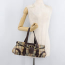 BURBERRY Nova Check Hand Bag PVC Beige Gold Auth 179373A-25