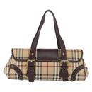 BURBERRY Nova Check Hand Bag PVC Beige Gold Auth 179373A-3