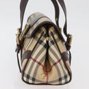 BURBERRY Nova Check Hand Bag PVC Beige Gold Auth 179373A-6