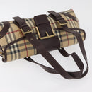 BURBERRY Nova Check Hand Bag PVC Beige Gold Auth 179373A-8