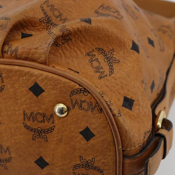 MCM Vicetos Logogram Umhängetasche PVC Braun Gold Auth 179374A