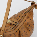 MCM Vicetos Logogram Umhängetasche PVC Braun Gold Auth 179374A-6