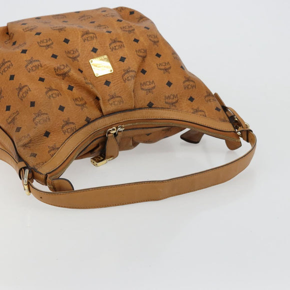MCM Vicetos Logogram Umhängetasche PVC Braun Gold Auth 179374A