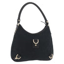 GUCCI Abbey GG Canvas Shoulder Bag Black Gold 130738 Auth 179375A-1