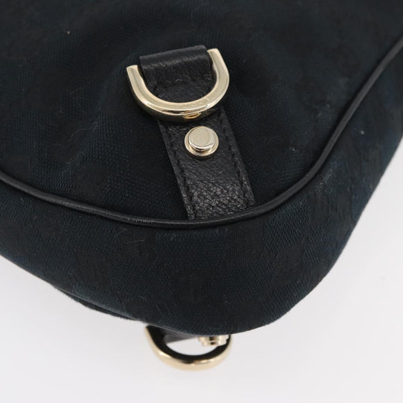 GUCCI Abbey GG Canvas Shoulder Bag Black Gold 130738 Auth 179375A